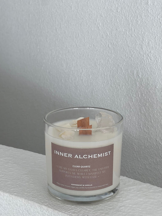Manifest Candle | Clear Quartz | Peppermint & Vanilla | 400g