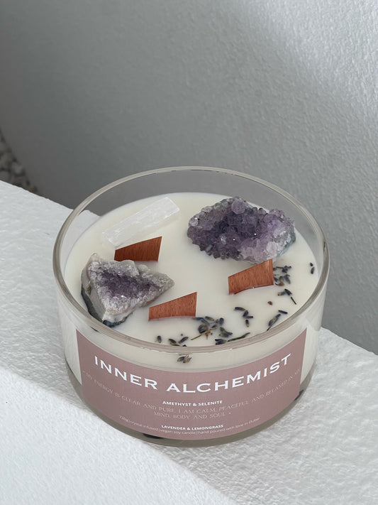 Amethyst Dream Candle | Amethyst & Selenite | Lavender & Lemongrass | 730g