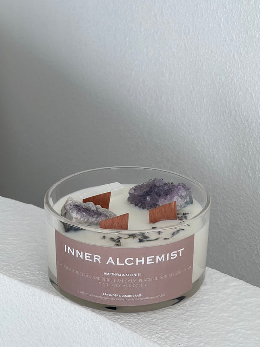 Amethyst Dream Candle | Amethyst & Selenite | Lavender & Lemongrass | 730g