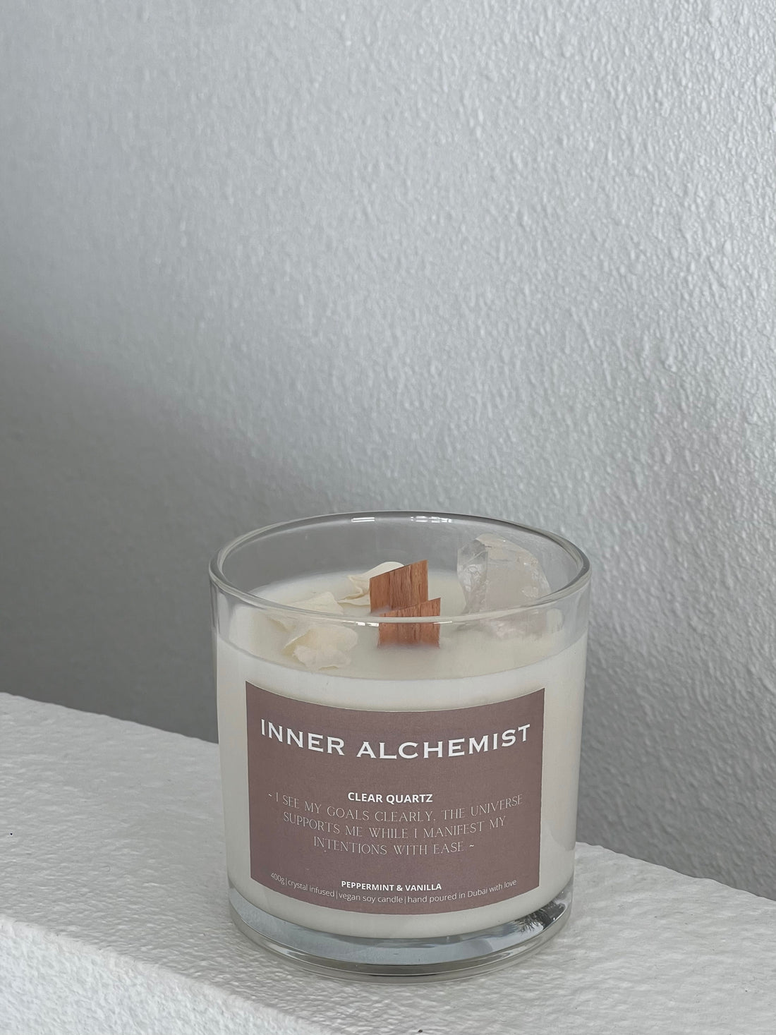 Manifest Candle | Clear Quartz | Peppermint & Vanilla | 400g ...